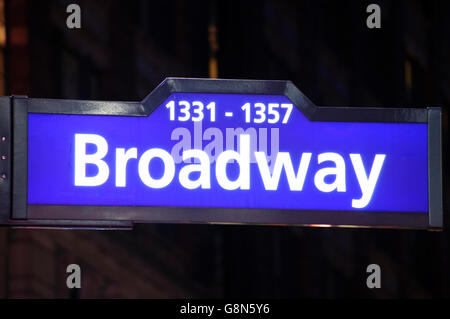 Broadway Straße Zeichen, Manhattan, New York City, USA Stockfoto