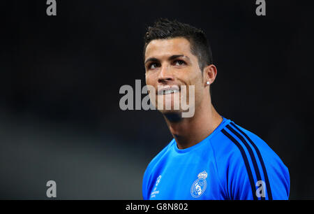 AS Roma gegen Real Madrid - UEFA Champions League - Runde der 16. Etappe - Stadio Olimpico. Cristiano Ronaldo von Real Madrid beim Aufwärmen Stockfoto