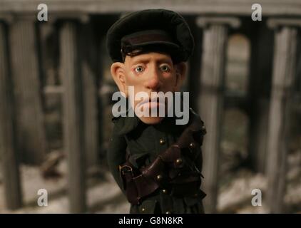 Eine Marionette des Rebellenführers Thomas McDonagh am Set Eines schrecklichen Hullabaloo, einem neuen Animationsfilm, der die Geschichte von Vinny Byrne erzählt, der ein 14-jähriger Junge im Osteraufstand war. Stockfoto