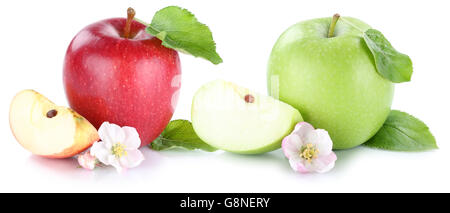 Apple Obst Äpfel frische Früchte auf einem weißen Hintergrund isoliert Stockfoto