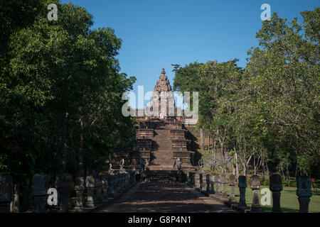 die Khmer Tempelruinen von Prasat Phanom Rung südlich von der Stadt von Buri Ram im Isan in Thailand. Stockfoto