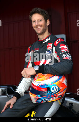 2016 Tests - erster Tag - Circuit de Catalunya. Haas Romain Grosjean während eines Testtages auf dem Circuit de Catalunya, Barcelona. Stockfoto