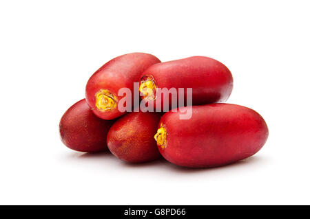 Gruppe von Rote Datteln, Isolated on White Background Stockfoto