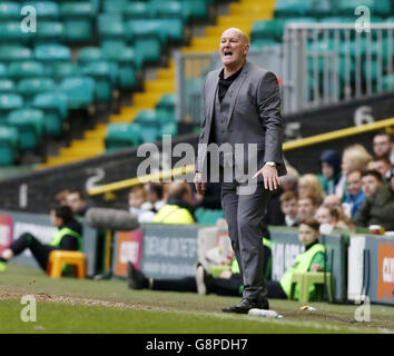 Celtic gegen Greenock Morton - William Hill Scottish Cup - Viertelfinale - Celtic Park. Greenock Morton Manager Jim Duffy beim William Hill Scottish Cup, Quarter Final Spiel im Celtic Park, Glasgow. Stockfoto