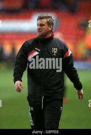 Charlton Athletic gegen Milton Keynes Dons – Sky Bet Championship – The Valley. Milton Keynes Dons Manager Karl Robinson Stockfoto