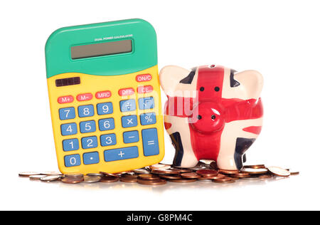 Berechnung von Britains Finanzen Studio Ausschnitt Stockfoto