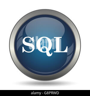 SQL-Symbol. Internet-Button auf weißem Hintergrund. Stockfoto