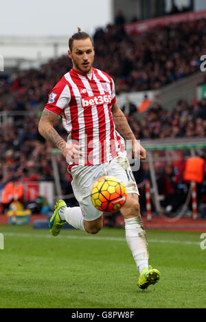 Stoke / Aston Villa - Barclays Premier League - Britannia Stadium. Marko Arnautovic von Stoke City Stockfoto