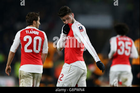 Hull City / Arsenal - Emirates FA Cup - Fünfte Runde Replay - KC Stadium. Olivier Giroud von Arsenal feiert das zweite Tor seines Spielers Stockfoto