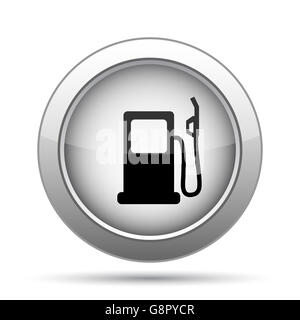 Gas-Pumpen-Symbol. Internet-Button auf weißem Hintergrund. Stockfoto