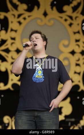 BBC Proms im Park 2005. X-Factor's G4 Proben. Stockfoto