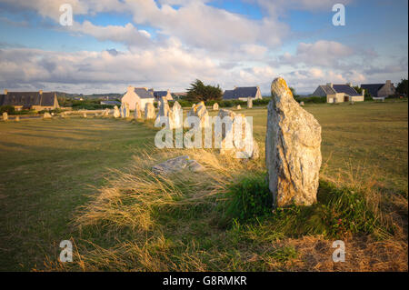 Lagatjar Ausrichtungen in der Nähe von Camaret-Sur-Mer in der Bretagne, Frankreich Stockfoto