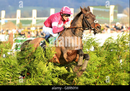 Balthazar King, der von Jockey Richard Johnson während der Glenfarcla Chase während des Ladies Day des Cheltenham Festivals 2016 auf der Cheltenham Racecourse geritten wurde. Stockfoto