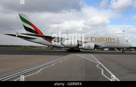 Emirates Airbus A380 - Birmingham Stockfoto