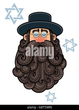 Cartoon-Illustration von Rabbi mit Bart. Stock Vektor