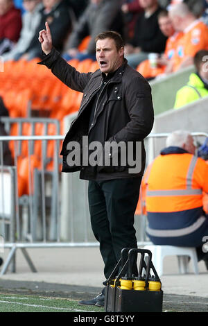 Blackpool / Bury - Sky Bet League One - Bloomfield Road. David Flitcroft, Manager von Bury Stockfoto