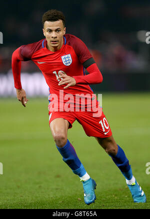 Englands DELE Alli in Aktion beim Internationalen Freundschaftsspiel im Olympiastadion in Berlin. Stockfoto