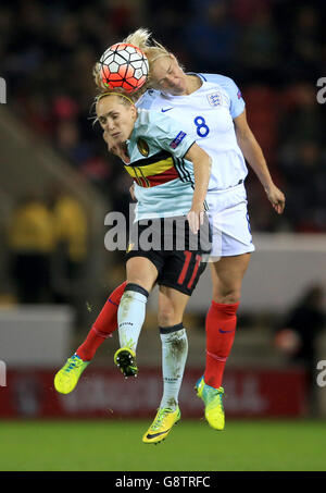 England Women gegen Belgien Women - UEFA European 2017 Qualifying - AESSEAL New York Stadium. S European 2017 Qualifying match im AESSEAL New York Stadium, Rotherham. Stockfoto
