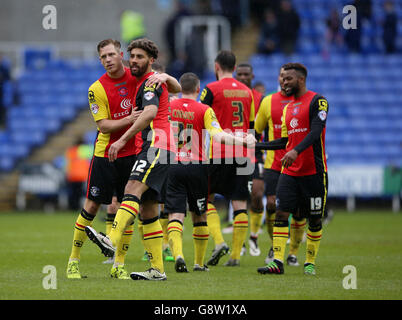 Reading V Birmingham City - Sky Bet Championship - Madejski Stadium. Michael Morrison und Ryan Shotton von Birmingham City feiern nach dem letzten Pfiff Stockfoto