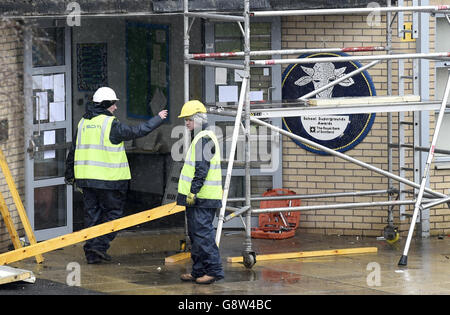 Edinburgh Schulgebäude Sicherheit Ängste Stockfoto