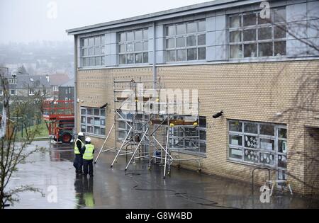 Edinburgh Schulgebäude Sicherheit Ängste Stockfoto