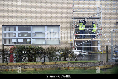 Edinburgh Schulgebäude Sicherheit Ängste Stockfoto