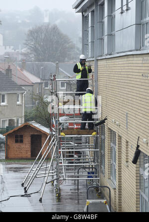 Edinburgh Schulgebäude Sicherheit Ängste Stockfoto