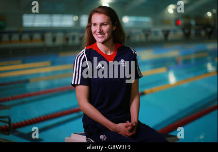 Jazmin Carlin bei der Bekanntgabe der Schwimmsportler des Teams GB für die Olympischen Spiele 2016 in Rio im Schwimmbadbereich der Universität von Bath. Bilddatum: Donnerstag, 21. April 2016. Bildnachweis sollte lauten: David Davies/PA Wire Stockfoto