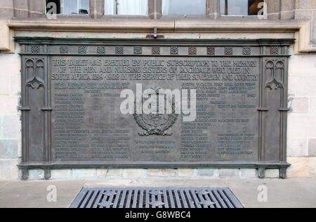 Burenkrieg Gedenktafel in Rochdale Town Hall Stockfoto