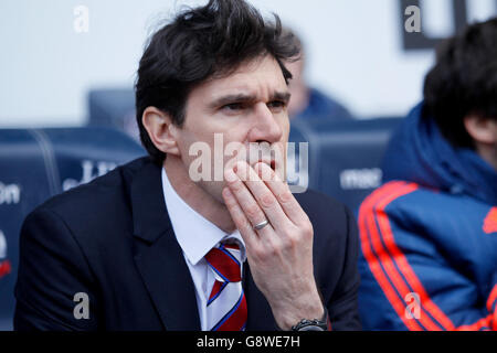 Middlesbrough-Manager Aitor Karanka während des Sky Bet Championship-Spiels im Macron Stadium, Bolton. Stockfoto