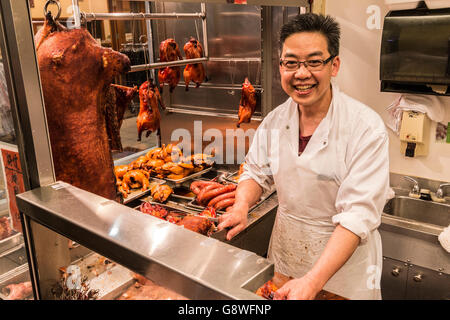 Parker Ort BBQ Fleisch... streng nehmen... in Parker Place Mall, Richmond, BC, Kanada. Stockfoto