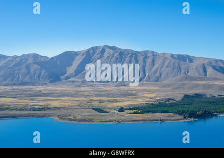 Beautiful Lake Tekapo-Blick vom Gipfel des Mount John Stockfoto