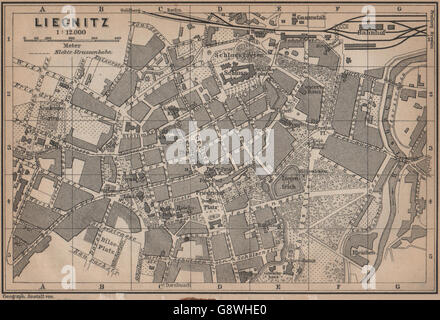 LIEGNITZ LEGNICA antiken Stadt Stadt Plan Miasta. Schlesien, Polen Mapa, 1900 Stockfoto