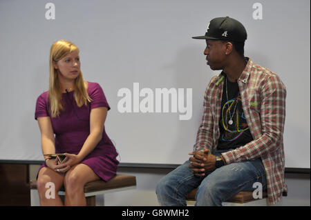 Laura Harding und Jamal Edwards, Gründerin von SBTV. Konferenz der European Alliance of News Agencies (EANA), Grange Tower Hotel, London. Stockfoto