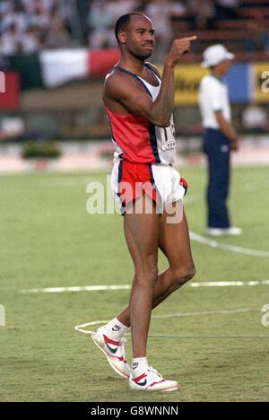 Leichtathletik - Weltmeisterschaften Tokio '91 - Weitsprung - Mike Powell USA. Mike Powell USA Stockfoto