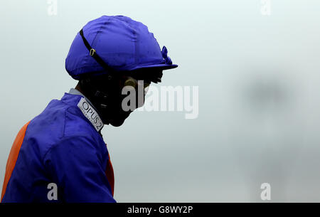 Frankie Dettori postet für das Follow Betfred auf Twitter John Porter Stakes während des Duty Free Spring Samstags in Dubai auf der Chelmsford City Racecourse. Stockfoto