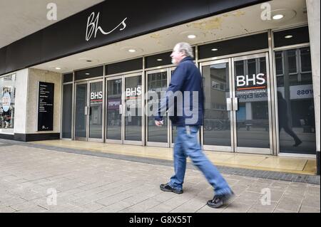 Das BHS-Geschäft in Broadmead, Bristol, als die belagerte High Street-Kette in die Verwaltung einstürzte, 11,000 Arbeitsplätze gefährdet und die Schließung von bis zu 164 Geschäften bedroht. Stockfoto