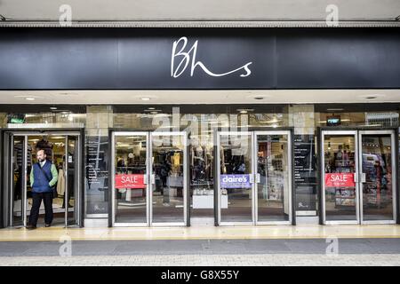 Das BHS-Geschäft in Broadmead, Bristol, als die belagerte High Street-Kette in die Verwaltung einstürzte, 11,000 Arbeitsplätze gefährdet und die Schließung von bis zu 164 Geschäften bedroht. Stockfoto