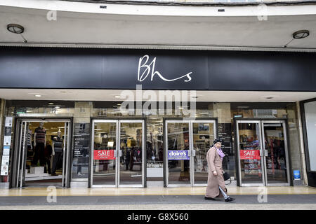 Das BHS-Geschäft in Broadmead, Bristol, als die belagerte High Street-Kette in die Verwaltung einstürzte, 11,000 Arbeitsplätze gefährdet und die Schließung von bis zu 164 Geschäften bedroht. Stockfoto