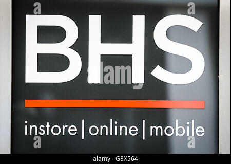 Das BHS-Geschäft in Bristol, als die angequälte High Street-Kette in die Verwaltung einstürzte, 11,000 Arbeitsplätze gefährdet und die Schließung von bis zu 164 Geschäften droht. Stockfoto