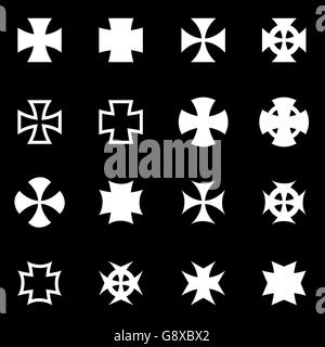 Vektor weißen Chopper-Kreuze-Icon-set Stock Vektor