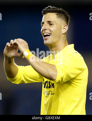 Villarreal B Francisco Sol feiert das vierte Tor seiner Seite Stockfoto