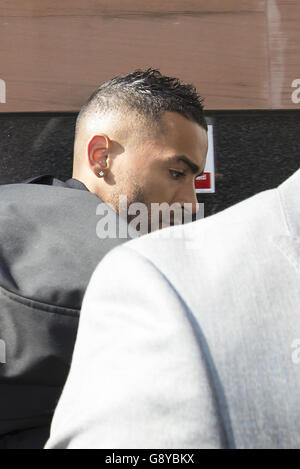 Danny Simpson Gerichtsverfahren Stockfoto