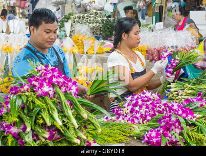 Pak Khlong Talat Blumenmarkt, Bangkok, Thailand Stockfoto