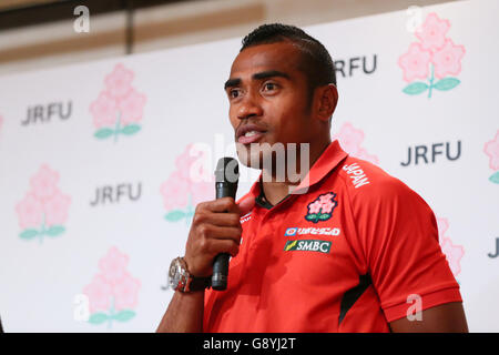 Tokio, Japan. 29. Juni 2016. Kameli Raravou Latianara Soejima (JPN) Rugby: Japan Rugby Football Union kündigt Herren & Frauen Mannschaften für Rio Olympischen Spiele 2016 in Tokio, Japan. © Yohei Osada/AFLO SPORT/Alamy Live-Nachrichten Stockfoto