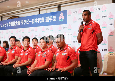 Tokio, Japan. 29. Juni 2016. Kameli Raravou Latianara Soejima (JPN) Rugby: Japan Rugby Football Union kündigt Herren & Frauen Mannschaften für Rio Olympischen Spiele 2016 in Tokio, Japan. © Yohei Osada/AFLO SPORT/Alamy Live-Nachrichten Stockfoto