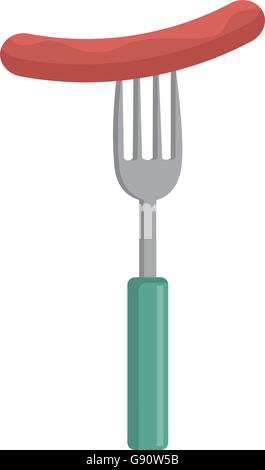 bunte Gabel und Wurst, Vektorgrafik Stock Vektor