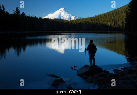 Mt. Hood mit Reflexion von Frog Lake, Mt Hood National Forest, Oregon Stockfoto