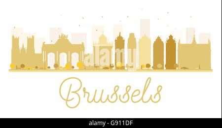 Brüssel-Stadt Skyline goldene Silhouette. Vektor-Illustration. Einfache flache Konzept für Tourismus Präsentation, Banner, Plakat Stock Vektor