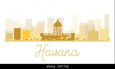 Havanna Stadt Skyline goldene Silhouette. Vektor-Illustration. Einfache flache Konzept für Tourismus Präsentation, Banner, Plakat oder web Stock Vektor